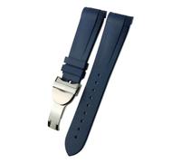 POYNMRE Silione Watchband Special Compatible con Tudor Black Bay GMT 1958 Corcha curva Hebilla plegable Azul rojo 22 mm Bracele WatchBand(Blue-fold buckle)