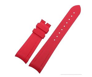 POYNMRE Silione Watchband Special Compatible con Tudor Black Bay GMT 1958 Corcha curva Hebilla plegable Azul rojo 22 mm Bracele WatchBand(Red-no buckle)