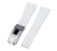 POYNMRE Watch Accessories Compatible With Rolex Rubber Watch Strap Male Ditongna Green Water Ghost Diver Green Silicone Watch Band 20mm 21mm(White silver,21mm)