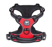 PoyPet Arnés reflectante para perros No Pull, con 2 correas de sujeción y mango de control fácil para perros pequeños y medianos (rojo, L (1 unidad)