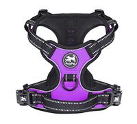 PoyPet No Pull Arnés reflectante para perros, con 2 correas de sujeción y mango de control fácil para perros pequeños y medianos (morado, M (1 unidad)