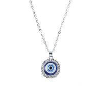 Poystng Collar con colgante en forma de gota redonda para mal de, cadena dorada/plateada, collar turco de la suerte para mujeres y hombres, regalos con colgante de mal de, ojos azules