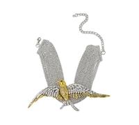 Poystng Elegante collar de varios niveles con llamativo colgante de golondrina y diamantes brillantes para uso diario, fiestas de atrevimiento Estructura de múltiples