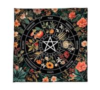 Poystng Mantel de Terciopelo Esteras de Adivinación Portátiles con Ilustraciones Místicas para Meditaciones Espirituales y Decoración del Hogar Mantel de Tarots Portátiles