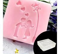Poystng Sello de jabón de día, Estampado de corazón de Amor, Bloque de Sello de jabón acrílico Hecho a Mano, Sello de Aceite Esencial Natural, Sello acrílico Hecho a Mano