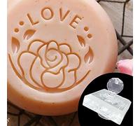 Poystng Sello de jabón de día, Estampado de corazón de Amor, Bloque de Sello de jabón acrílico Hecho a Mano, Sello de Aceite Esencial Natural, Sello acrílico Hecho a Mano