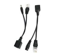 Poystng Set de Inyectores Pasivos y Divisor para Cámaras y Puntos de Acceso Inalámbricos con Conectores DC5.5x2.1mm Divisor de Enchufes RJ45