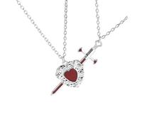 Poystng Y estoque Collar de pareja que simboliza protecciones Lealtad Aleación Cadena de clavícula para aniversario Regalo de Valentín Collar con colgante de amor de aleación
