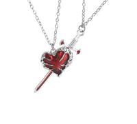 Poystng Y estoque Collar de pareja que simboliza protecciones Lealtad Aleación Cadena de clavícula para aniversario Regalo de Valentín Collar con colgante de amor de aleación