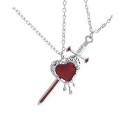 Poystng Y estoque Collar de pareja que simboliza protecciones Lealtad Aleación Cadena de clavícula para aniversario Regalo de Valentín Collar con colgante de amor de aleación