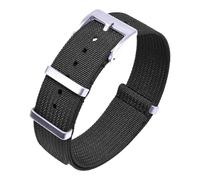 Poyuad 18/20/22mm x 28cm Correa de Nylon Tejido Acanalada - Banda de Reloj Unisex Resistente para Hombre y Mujer,Negro,18mm