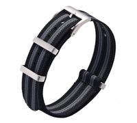 Poyuad 18/20/22mm x 28cm Correa de Nylon Tejido Acanalada - Banda de Reloj Unisex Resistente para Hombre y Mujer,Negro Gris,20mm