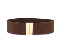 Poyuad Cinturón ancho con banda elástica para mujer, cinturón sencillo de 5cm x 65cm, hebilla para mujer, vestido de tirantes negro, decoración,marrón dorado,65