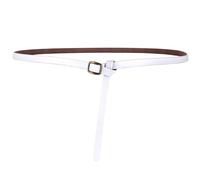 Poyuad Cinturón de cuero estrecho para mujer, cinturón decorativo de moda, adecuado para vestidos, faldas, abrigos, vaqueros, 105cm-120cm de ancho y 1cm,Blanco,120
