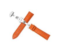 Poyuad Correa de cuero para hombre de 18-24 mm y 20 cm de largo, con hebilla de mariposa, impermeable y transpirable, con accesorios universales reemplazables.,Marrón claro,21 mm