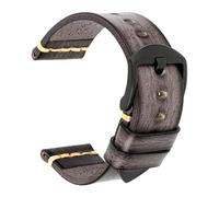 Poyuad Correa de cuero para hombre, hecha a mano, estilo vintage, de 20 mm/22 mm y 20 cm de largo, con hebilla de pasador y accesorios reemplazables.,Gris polar negro,23 mm