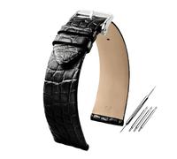 Poyuad Correa de piel de cocodrilo de 19 mm de ancho, unisex, de repuesto, ideal para uso diario.,Acero negro,17 mm