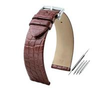 Poyuad Correa de piel de cocodrilo de 19 mm de ancho, unisex, de repuesto, ideal para uso diario.,Acero marrón,14 mm