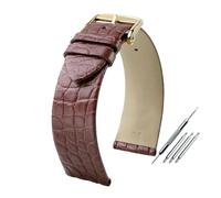Poyuad Correa de piel de cocodrilo de 19 mm de ancho, unisex, de repuesto, ideal para uso diario.,Marrón dorado,19 mm