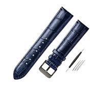 Poyuad Correa de reloj de cuero para hombre, 14 mm, 16 mm, 18 mm, 20 mm, 21 mm, 22 mm, 23 mm, 20 cm de largo, accesorios de repuesto universales.,Hebilla azul negra,22 mm