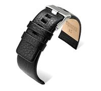 Poyuad Correa de reloj de cuero para hombre, longitud 20 cm, ancho 20-32 mm, correa de reloj de cuero universal, accesorio de repuesto.,Negro,32 mm