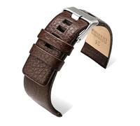 Poyuad Correa de reloj de cuero para hombre, longitud 20 cm, ancho 20-32 mm, correa de reloj de cuero universal, accesorio de repuesto.,Marrón,30 mm
