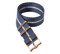 Poyuad Correa de reloj de lona de nailon de 20 mm y 22 mm con hebilla de bronce: correa deportiva suave, accesorio de repuesto de tela unisex,Azul profundobeige-oro,22mm