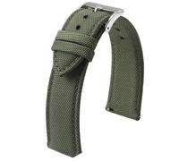 Poyuad Correa de reloj de nailon/lona impermeable de 20 mm, 22 mm y 20 cm de longitud - Pulsera deportiva de liberación rápida, diseño de doble cara,Verde militar,20mm