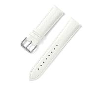 Poyuad Correa de reloj de piel granulada tipo cocodrilo de 20 cm de largo y entre 12 y 24 mm de ancho, con pasadores de montaje, apta para relojes de vestir.,Blanco,14 mm