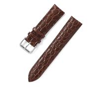 Poyuad Correa de reloj de piel granulada tipo cocodrilo de 20 cm de largo y entre 12 y 24 mm de ancho, con pasadores de montaje, apta para relojes de vestir.,Café,18 mm