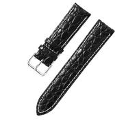 Poyuad Correa de reloj de piel granulada tipo cocodrilo de 20 cm de largo y entre 12 y 24 mm de ancho, con pasadores de montaje, apta para relojes de vestir.,17 mm