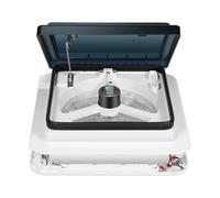 Poyujkyhr Claraboya Caravana 28 * 28cm 12V 5W Ventilador de Ventilación de Autocaravana 5-35 m³/min Flujo de aire Claraboya Techo IP68 Ruido 20-65 dB con 10 Aspas & 4 LED & Malla Antiinsectos