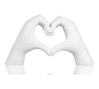 Pozbee Escultura de Gesto de corazón, decoración del hogar, Estatua de corazón de Mano, Figura Dorada en Forma de corazón (Blanco)