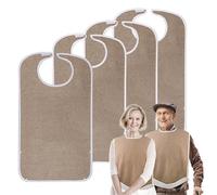 Pozico - Baberos de tela de rizo para adultos para comer, mujeres, hombres, ancianos, lavables, protectores de ropa y baberos para adultos con trampa para escombros, marrón, Talla única