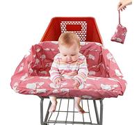 Pozico Funda para carrito de la compra para bebé niña o niño, lavable a máquina/portátil con bolsa de transporte, elefante rosa y blanco