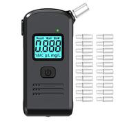 Pozxiol Alcoholimetro Homologado, Alcoholímetro de Alta Precisión Test Alcoholemia Profesional con Pantalla LCD Digital, Alcolimetros Portátil con 20 Boquillas,para el Hogar y la Fiesta