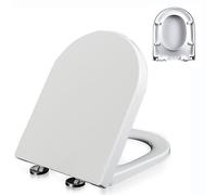 PP,02H, Asiento de Inodoro de Cierre Lento, Asiento de Inodoro de Cierre Suave con bisagra Ajustable de 360°, Liberación rápida con un Solo Clic, Nunca se afloja, Bisagras metálicas, Fácil de Instal