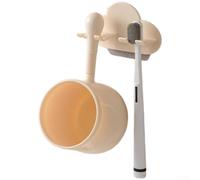 PP Nube plástico cepillo de dientes Caddy Wall Hanging Set(Amarillo) | Sin perforaciones, instalación sin daños, se adapta a azulejos lisos, vidrio, mármol, no necesita tornillos