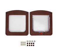 PP Pet Door for Cats and Dogs | Controllable Switch Pet Flap with Transparent Panel | Indoor & Outdoor Pet Door for Walls/Doors | Coffee Color, 7.9x7.9x1.2in, 7kg Weight Limit