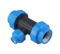 PP Reducción Tee 90 grados tornillo junta de agua para conector de abrazadera de tubo PE, conector de manguera de plástico azul para piezas de sistema de riego de jardín y (40x32x40)