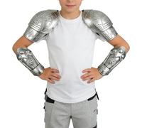 PP Roman Gladiator Costume Set For Kids | Bronze Silver Breastplate Shoulder Arm Guards | Unisex Historical Role-Play Dress Up Kit | Boys Girls Party Fancy Outfit Accessory