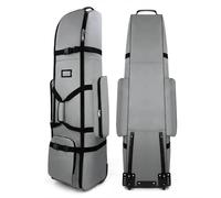 PP-Vic Bolsa De Viaje De Golf Retráctil, Transporte Ligero De Avión para Palos, Estuche con Cremallera con Ruedas Y Hebilla con Cerradura, Protege Tus Palos, Tela Oxford,Gris