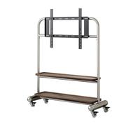 PP-Vic Caballete De Arte Rodante para Pantalla LED LCD De 32 A 75 Pulgadas, Soporte Móvil para TV, Soporte para Accesorios De Acero Inoxidable con Bandeja De Almacenamiento,Silver+2 Layers