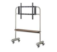 PP-Vic Caballete De Arte Rodante para Pantalla LED LCD De 32 A 75 Pulgadas, Soporte Móvil para TV, Soporte para Accesorios De Acero Inoxidable con Bandeja De Almacenamiento,Silver+1 Layer