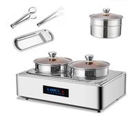 PP-Vic Calentador De Alimentos Eléctrico De Mesa, Calentador De Sopa Comercial De 600 W, Temperatura Ajustable De 35-90 ℃, Acero Inoxidable De Gran Capacidad Con Control De Temperatura