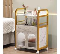 PP-Vic Carrito De Peluquería Con Gabinete, Carrito De Almacenamiento De Rodillos Para Artistas De Pestañas, Carrito De Salón De Belleza Multifuncional Adecuado Para Salones De Belleza,Gold 02