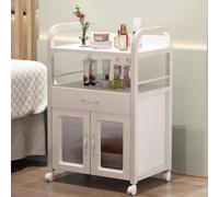 PP-Vic Carrito De Peluquería Con Gabinete, Carrito De Almacenamiento De Rodillos Para Artistas De Pestañas, Carrito De Salón De Belleza Multifuncional Adecuado Para Salones De Belleza,White 02