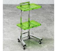 PP-Vic Carro De Salón De Acrílico Con 2 Bandejas Para Peluqueros,Carro Rodante,Carro De Peluquería Plegable Con Ruedas,Estación De Servicio Móvil Multifuncional Para Peluquería De Salón,Verde