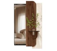 PP-Vic Gran Espejo Decorativo De Cuerpo Entero con Diseño 2 En 1, 47 X 16 Pulgadas, con Un Moderno Diseño De Pared En 3D, Completo con Plantas Artificiales Y Un Jarrón Transparente.,CC/Right