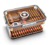 PP-Vic Humidor De Cigarro Acrílico Transparente, Humidor De Escritorio, Humidor Transparente Dividido Con Bandeja De Cedro, Humidificador E Higrómetro Para Controlar La Humedad